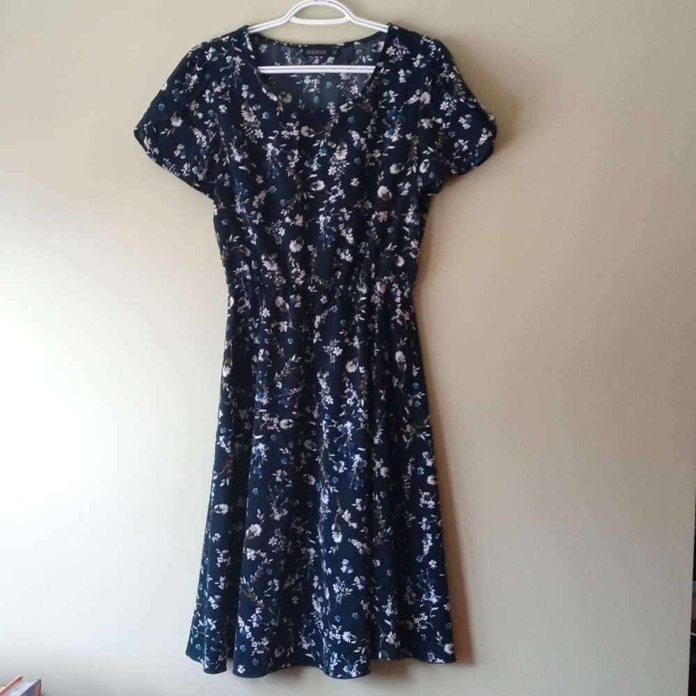 Mikarose Green Emerald Floral Midi Length Dress Med